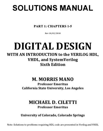 Instructor's Solutions Manual for Digital Design (6th Edition) - Pdf